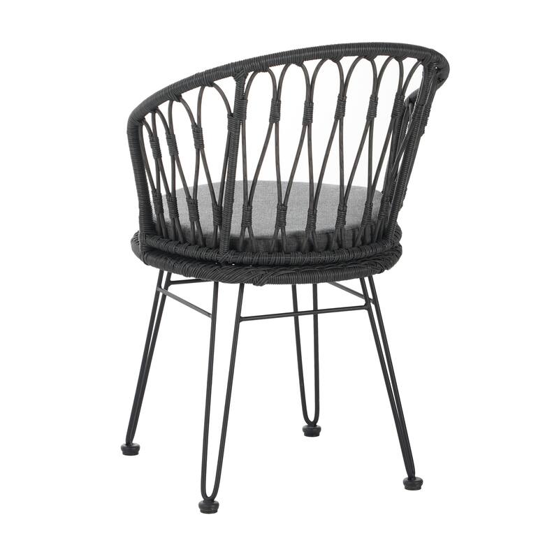 Christopher Knight Home - Mid-Century Modern 7-Piece PE Rattan Outdoor Wicker Dining Set with Oval Table and Cushioned Chairs