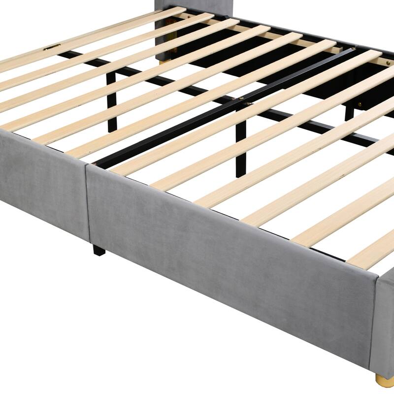 Upholstered Platform Bed with Two Outlets and USB Charging Ports