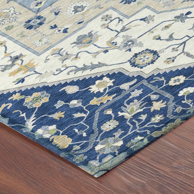 Machine Washable Indoor/ Outdoor Traditional Kolkata Chantille Rug