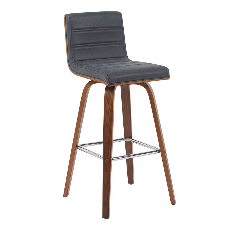 Skara Swivel Bar Stool, Upholstered Bar Height Chair with Bentwood Frame