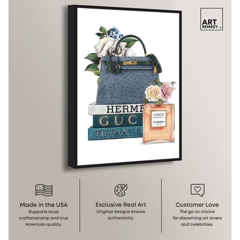 Books and Coco Orange Canvas by Art Remedy