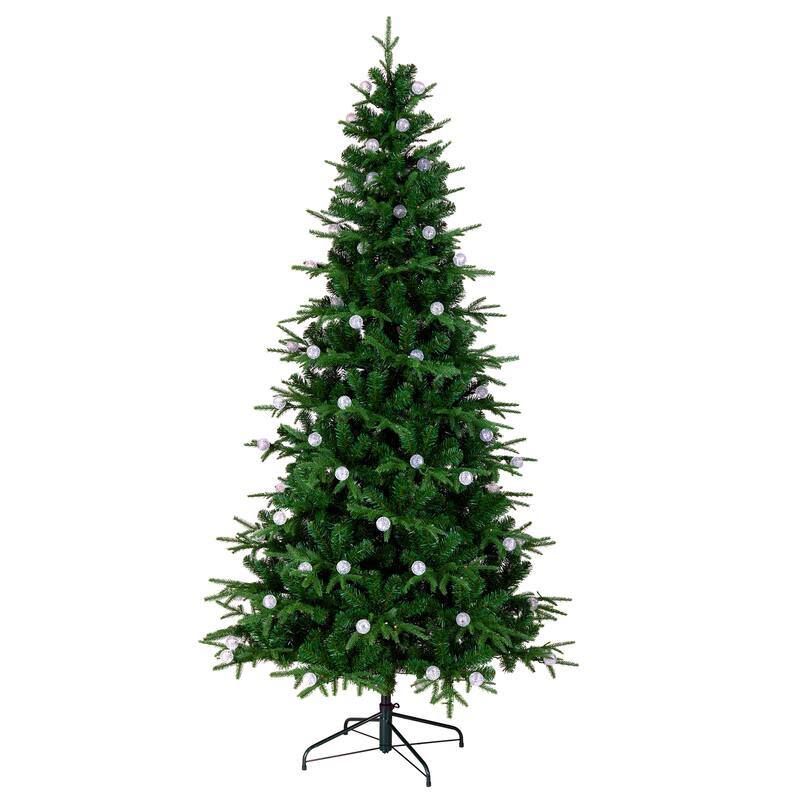 National Tree Company 6 ft. Pre-lit Feel Real Artificial Duxbury Hinged Light Green Tree with 200 Dual Color Globe Lights
