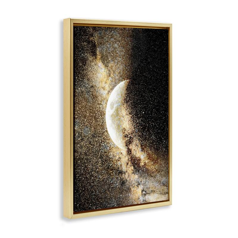 Stupell Starry Nebula Crescent Moon Framed Floater Canvas Wall Art Design By Gemma Bardot