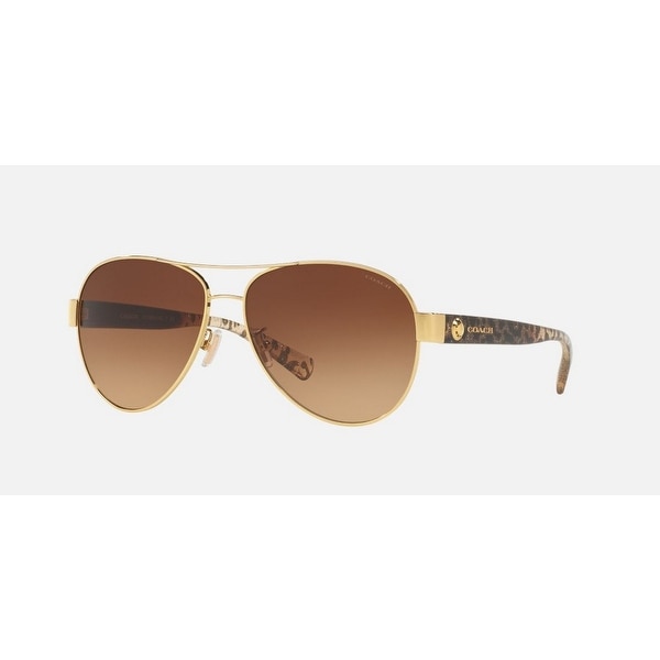Coach Women's HC7063 926013 58 Aviator Metal Plastic Gold Brown Sunglasses. Opens flyout.
