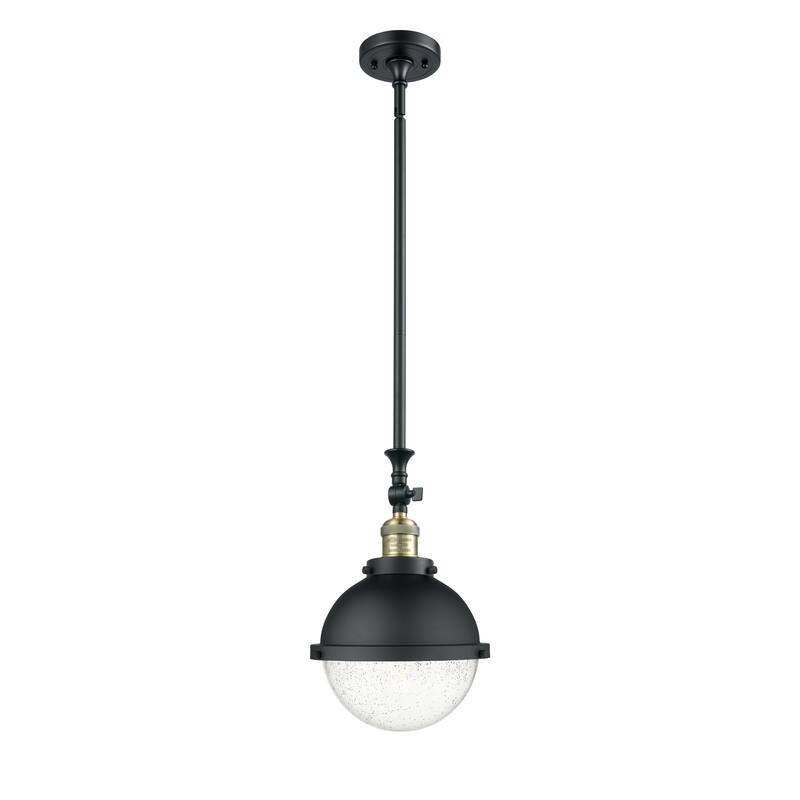 Innovations Lighting Hampden 1 Light 9" Mini Pendant - 14.5"H - Black Antique Brass/Seedy