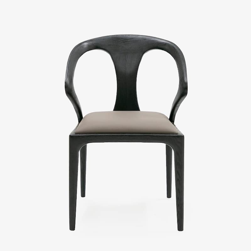 Cid Syla Dining Chair, Black Ash Wood Frame, Faux Leather Seat