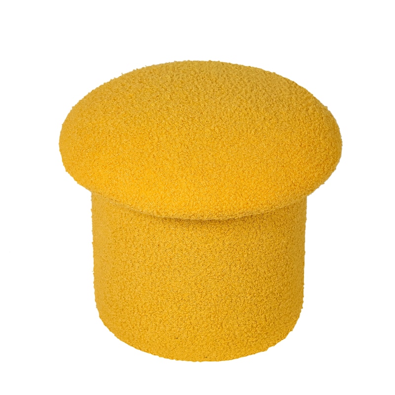 Adeco Mushroom Ottoman Teddy Velvet Foot Stool