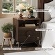 preview thumbnail 16 of 23, Fluted Nightstand with Charging Station, Modern 19.6in Wide End Table Wood Bedside Table with 2 Drawers for Bedroom