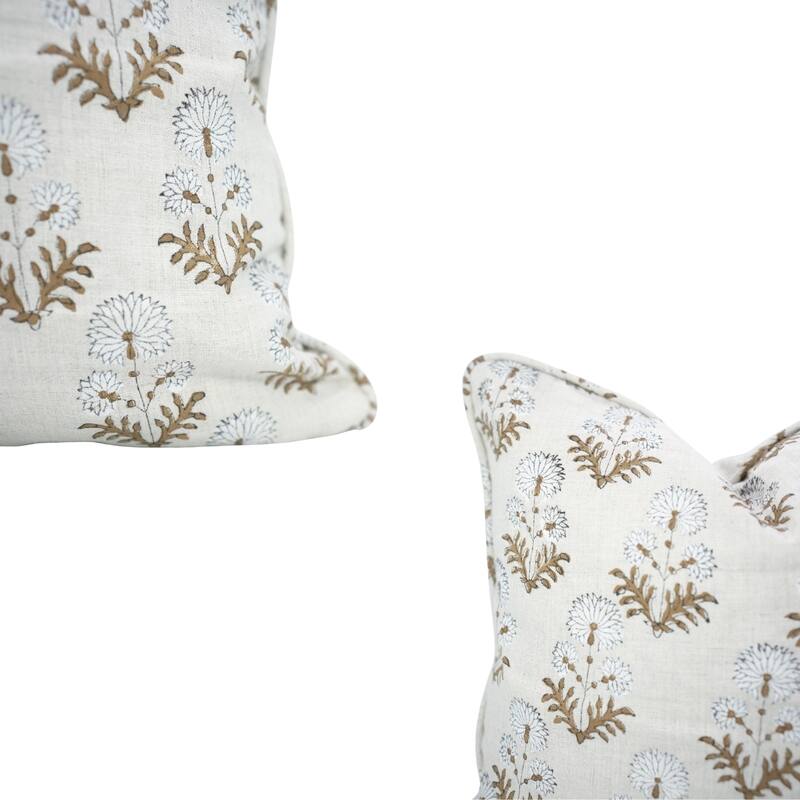 Fabdivine Pipine Fall Décor Farmhouse Hand Block Print Pillow Cover Sofa, Couch Cushion Case Linen