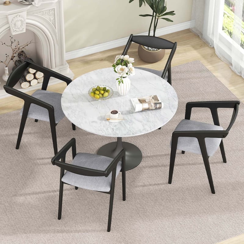Costway Wooden Dining Chair Set of 2 with Rubber Wood Frame Armrests - See Details