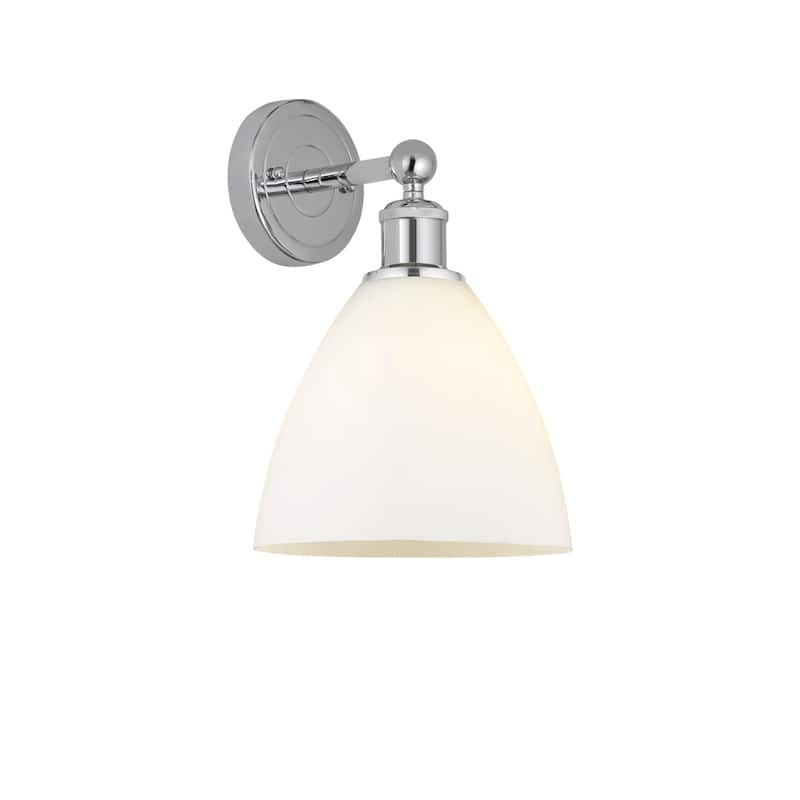 Innovations Lighting 616-1W-12-8 Bristol Sconce Bristol Glass 12" Tall - Polished Chrome / Matte White