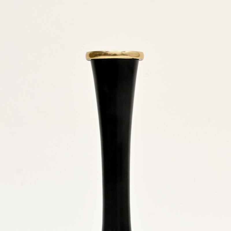 Decorative Minimalist Sleek Gold & Black Aluminum Vase -8X8X16" Table Accent
