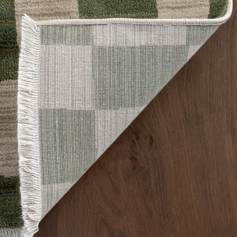 Nuloom Dominique Abstract Checkered Fringe Area Rug