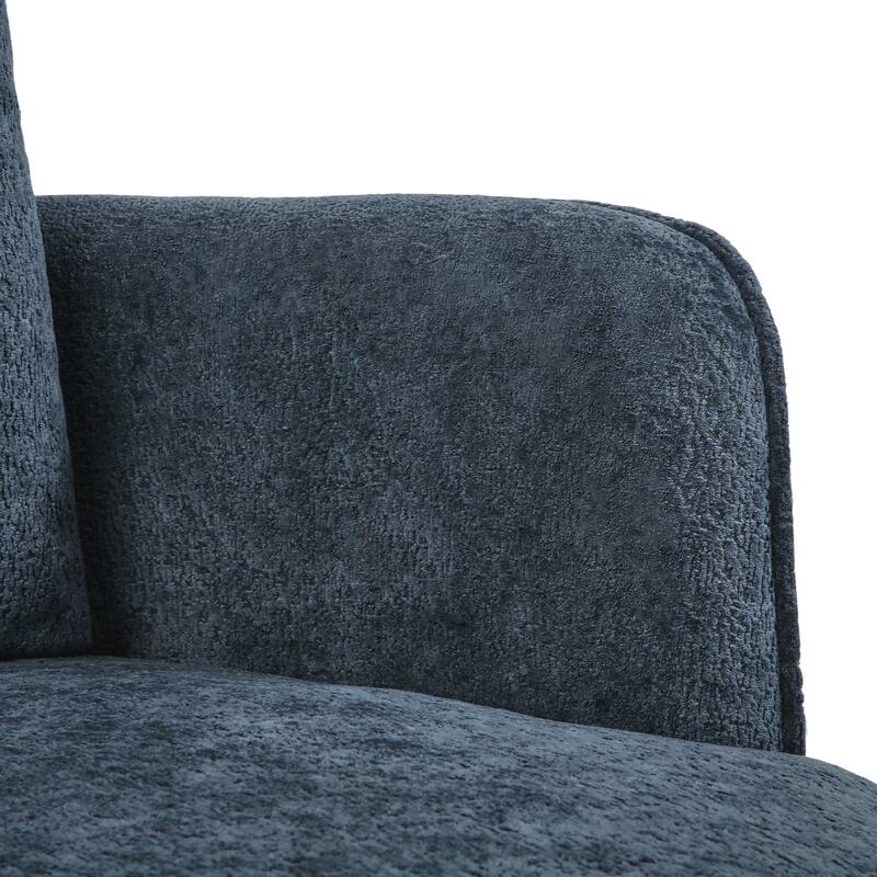 Modern Set of 2 Chenille Wooden Swivel Barrel Chair Upholstered Ergonomic Design