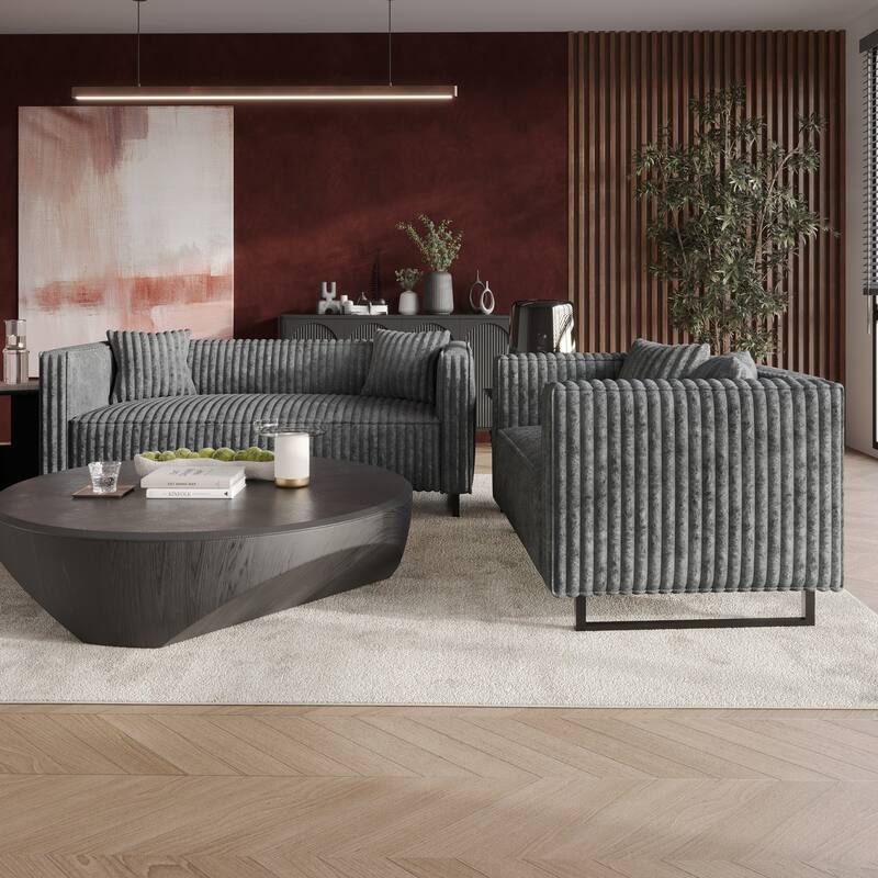 CraftPorch Mid Century Modern 2- Pieces Upholstered Living Room Set