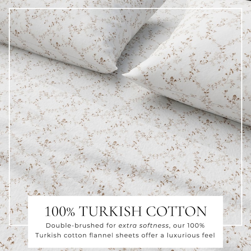 Linery & Co. Ultra-Soft Turkish Cotton Flannel Winter Floral Print Sheet Set