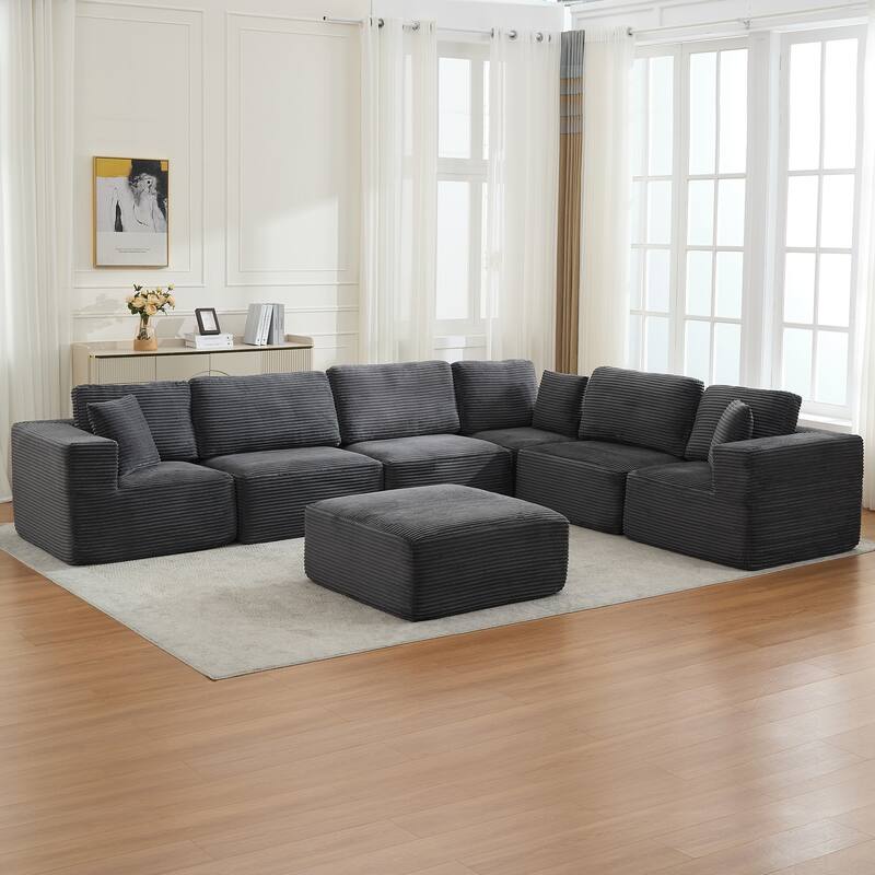 Convertible Corduroy Modular Sectional Sofa
