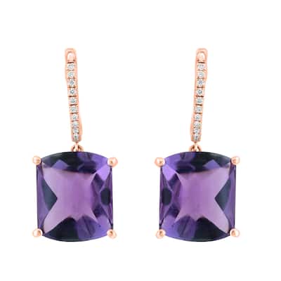 EFFY 14K Rose Gold Diamond,Amethyst Drop Earrings