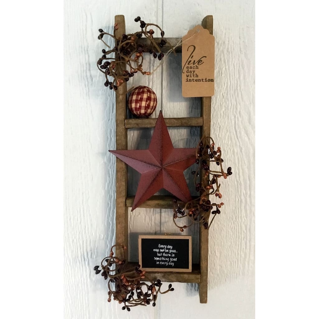 Farmhouse Primative Small Decorative Tobacco Lath Ladder