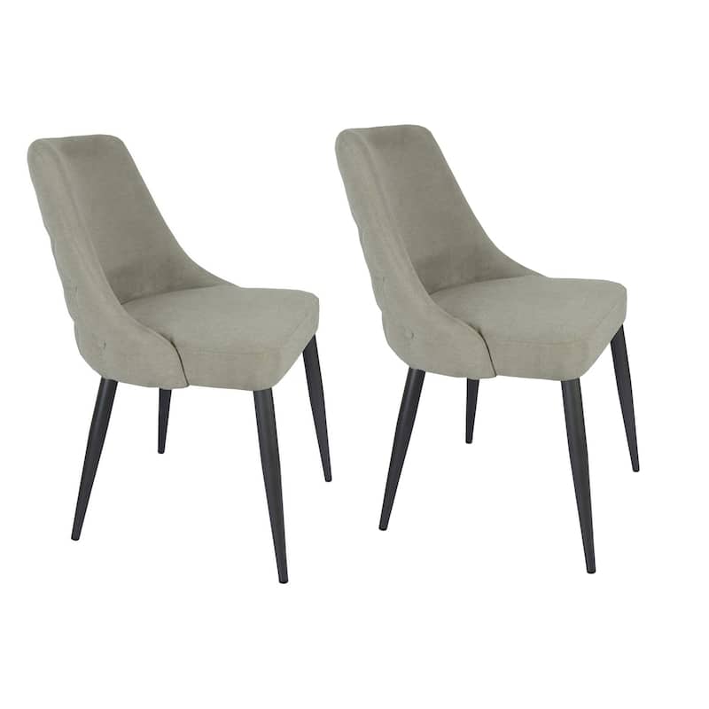 Black/Off White Fabric Upholstered Metal Frame Dining Chair, Set of 2, Sturdy Dining Chair for Dining Rooms - 22.75