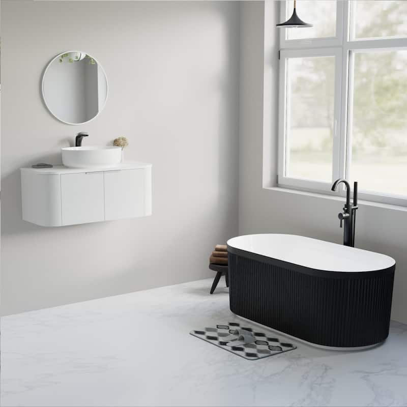 Repose 59" Fluted Acrylic Soaking Tub - Oval - 29D x 59W x 23H