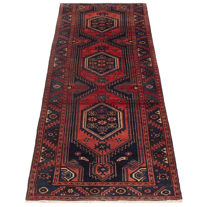 ECARPETGALLERY Hand-knotted Konya Anatolian Navy Wool Rug - 3'5 x 9'10
