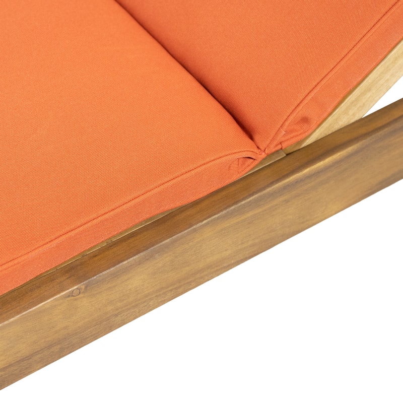 Caily Outdoor Acacia Wood Outdoor Chaise Lounge with Cushions by Christopher Knight Home
