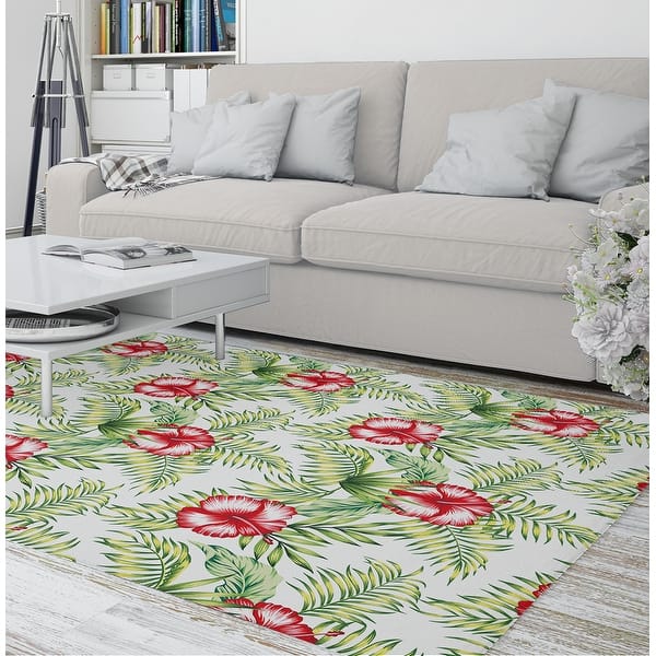 TROPICAL BOTANICAL HIBISCUS Area Rug by Kavka Designs - Bed Bath ...