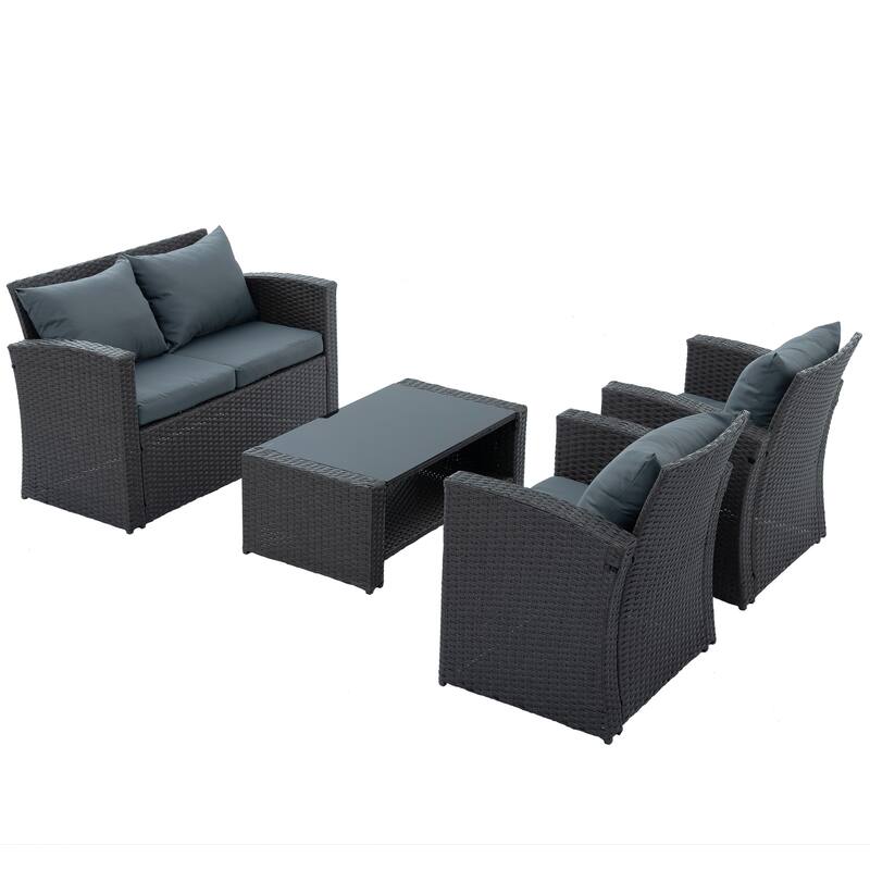 4-Piece Outdoor Patio Furniture Conversation Set