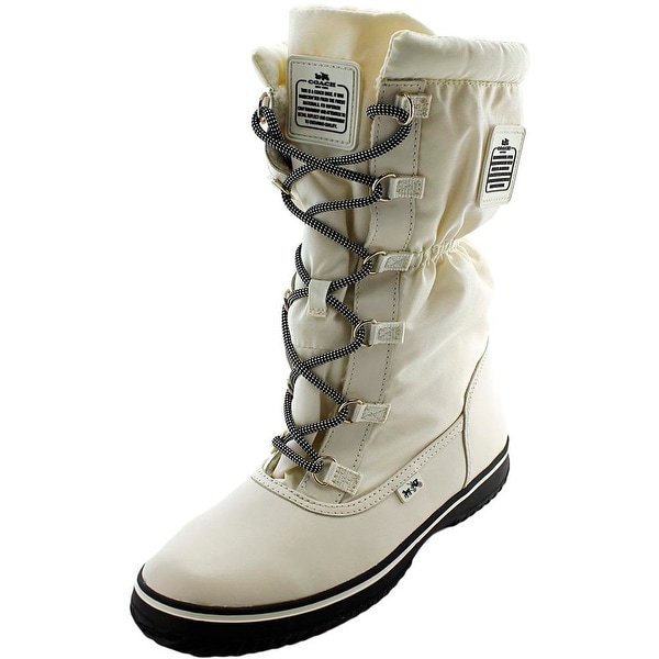 Coach Sage Women Round Toe Leather White Winter Boot