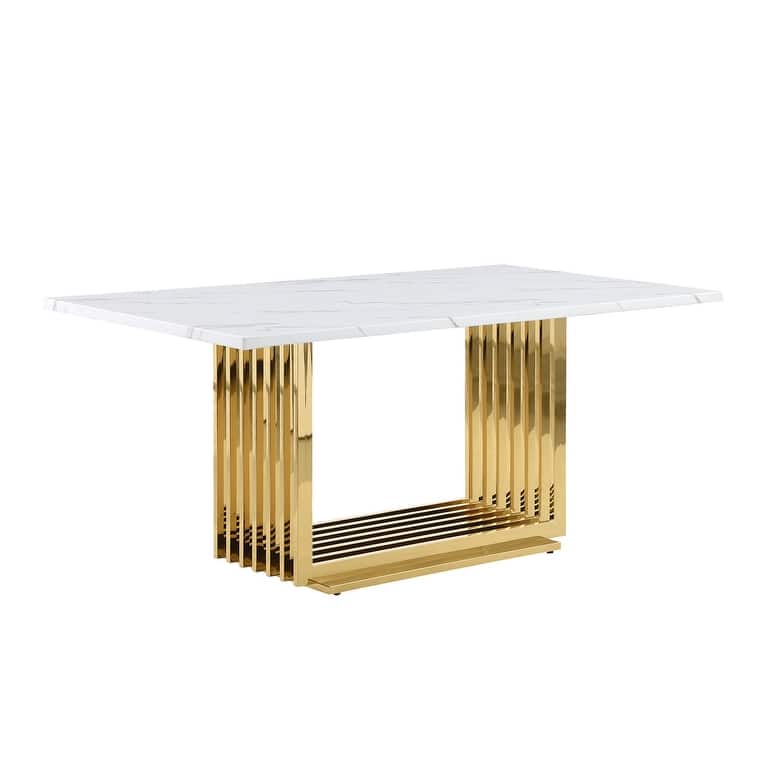 Best Quality Furniture D310/1-SC330-7 Dining Set with 68" White Marble Top