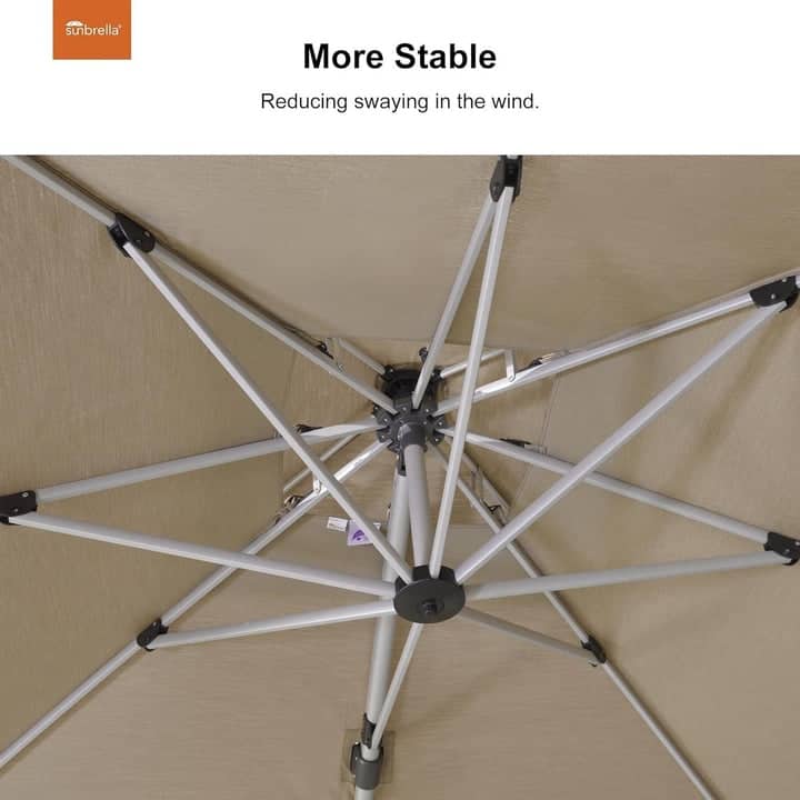 PURPLE LEAF 10/12 ft Square Sunbrella Patio Cantilever Umbrella with Base