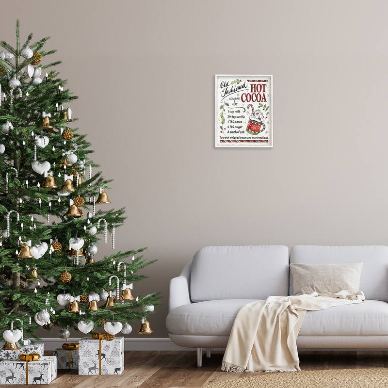 Stupell Old Fashioned Hot Cocoa Holiday Cooking Instructions Framed Wall Art - Red