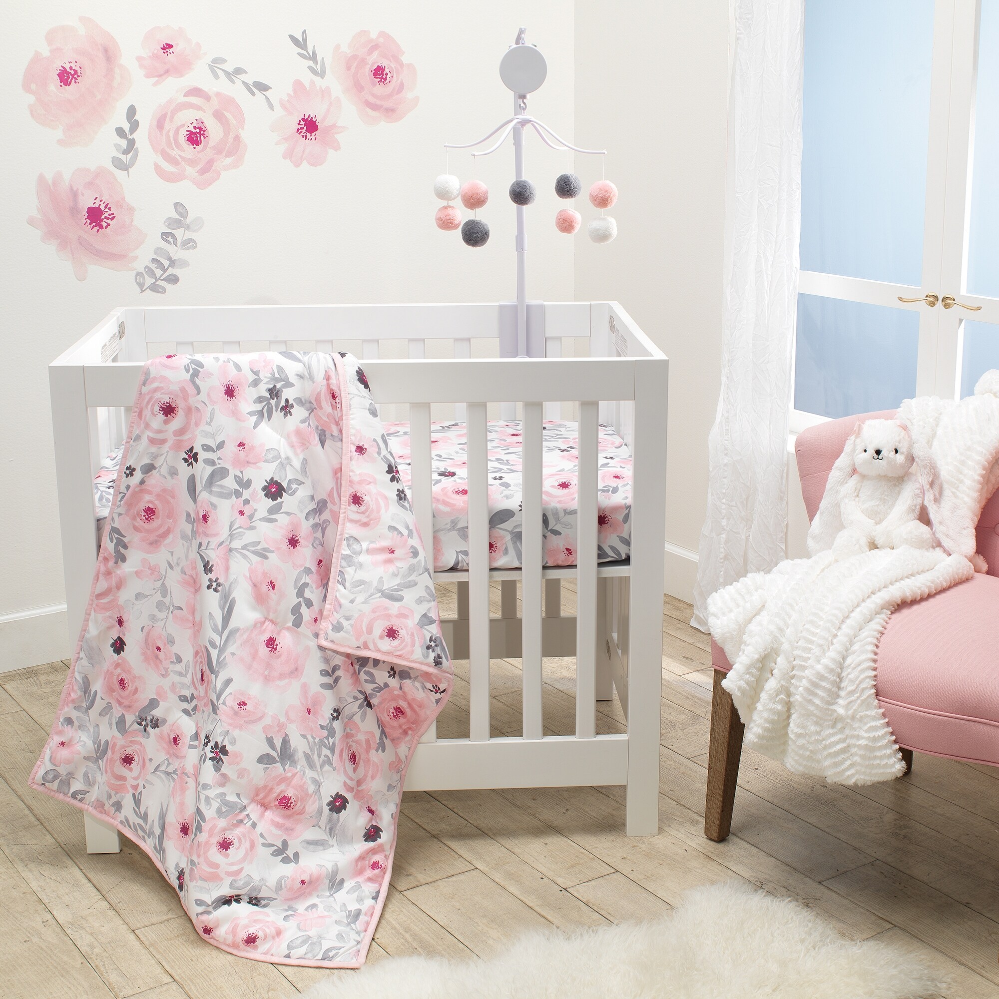 mini crib bed set