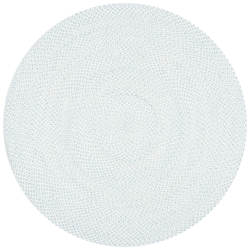 SAFAVIEH, Handmade Handmade Insa Country Geometric Polyester Rug - 7' Round - Ivory/Light Blue