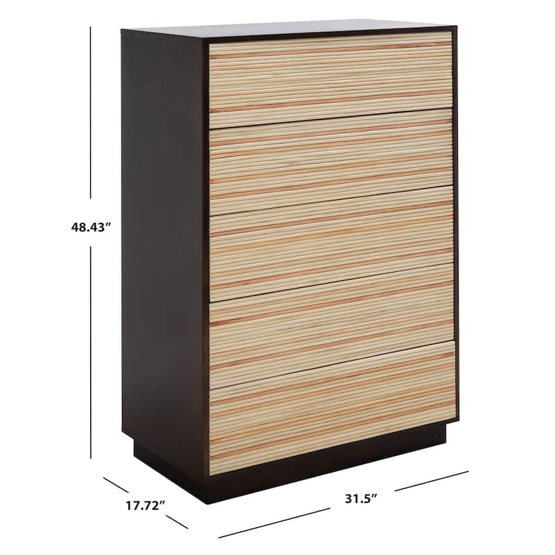 SAFAVIEH Couture Stassie 5 Drawer Cane Tall Dresser