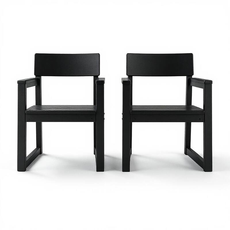 7-Piece HDPE Outdoor Dining Set for 6 - Weather-Resistant Patio Table with Umbrella Hole and 6 Armrest Chairs