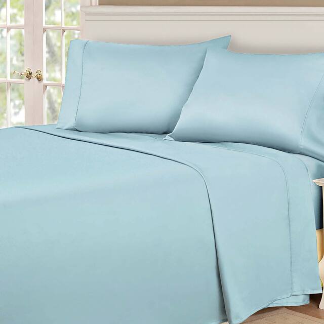 Egyptian Cotton 530 Thread Count Bed Sheet Set by Superior - King - Light Blue