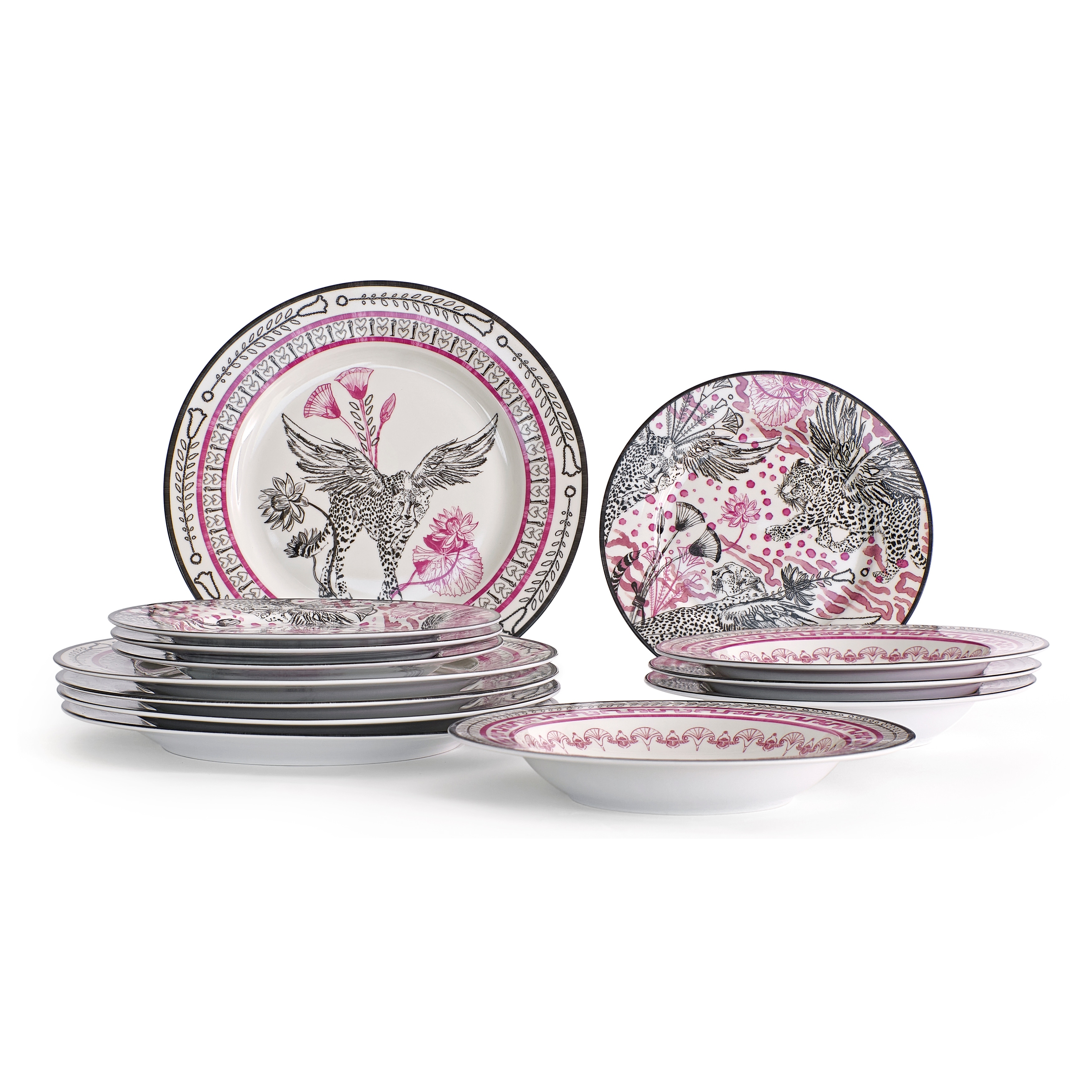 Marchesa Serengeti 16-Piece Porcelain Dinnerware Set, Multicolored