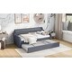 preview thumbnail 4 of 10, Upholstered Bed Twin Size Daybed with Trundle and USB Charging Design, Livingroom Daybed with Pull-out Sofa Bed, Gray