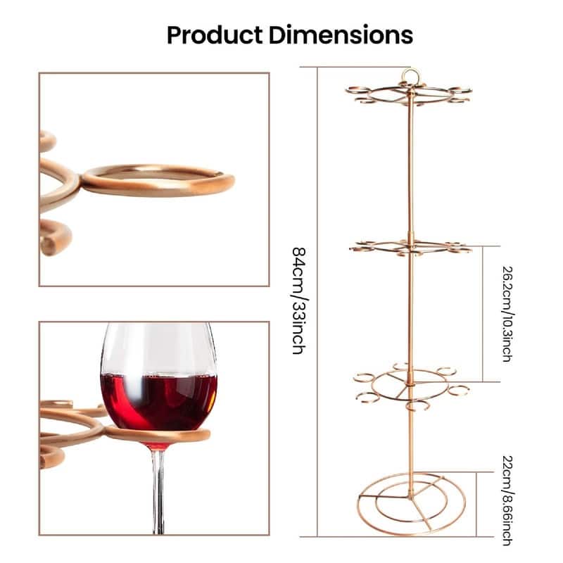 Wine Glass Holder Stand - 8.66 x 8.66 x 33 inches