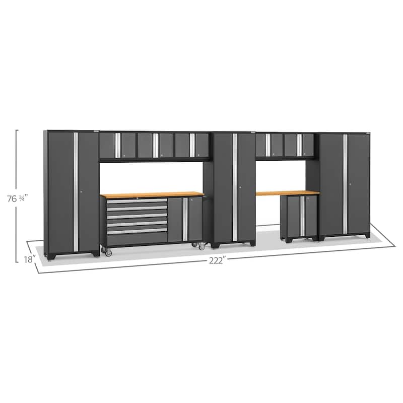 NewAge Products Bold Series 222" W x 18" D 11 Piece Garage Cabinet Set