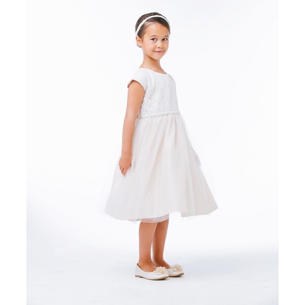 Champagne and Lace Junior Bridesmaid Dresses