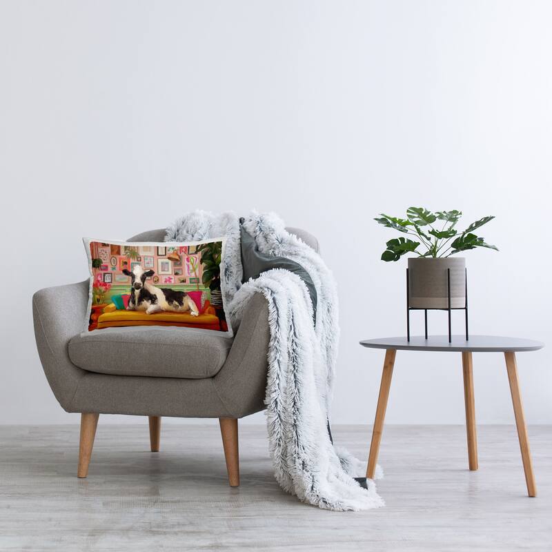 Stupell Cow in Whimsical Maximalist House Decorative Printed Throw Pillow Design by Kamdon Kreations