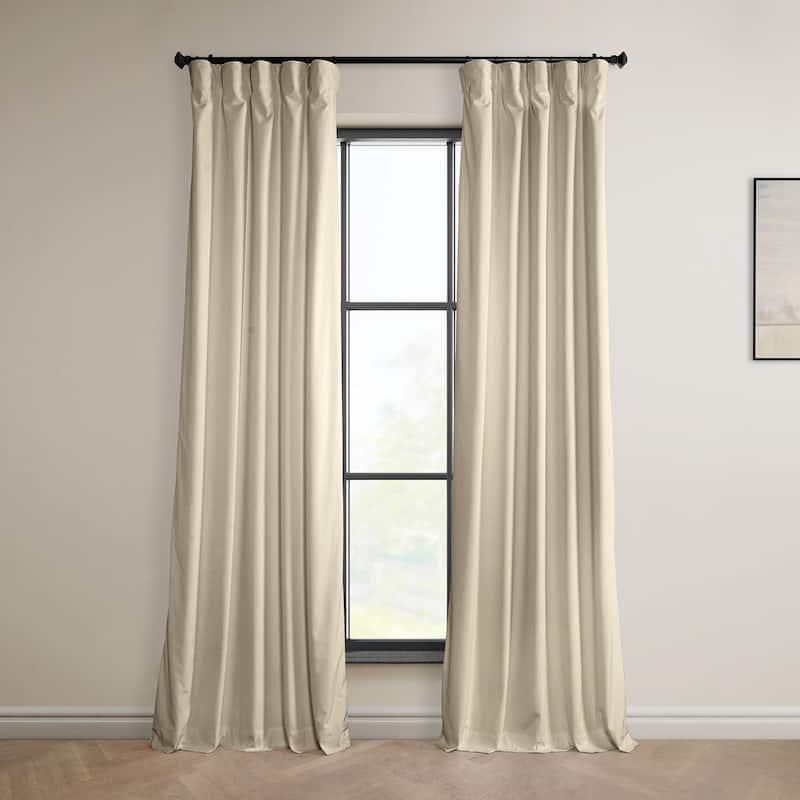 Exclusive Fabrics Signature Plush Velvet Hotel Blackout Curtains (1 Panel) - Luxury Soft Drapery for Light Control & Elegance - 50 X 108 - Angora Beige