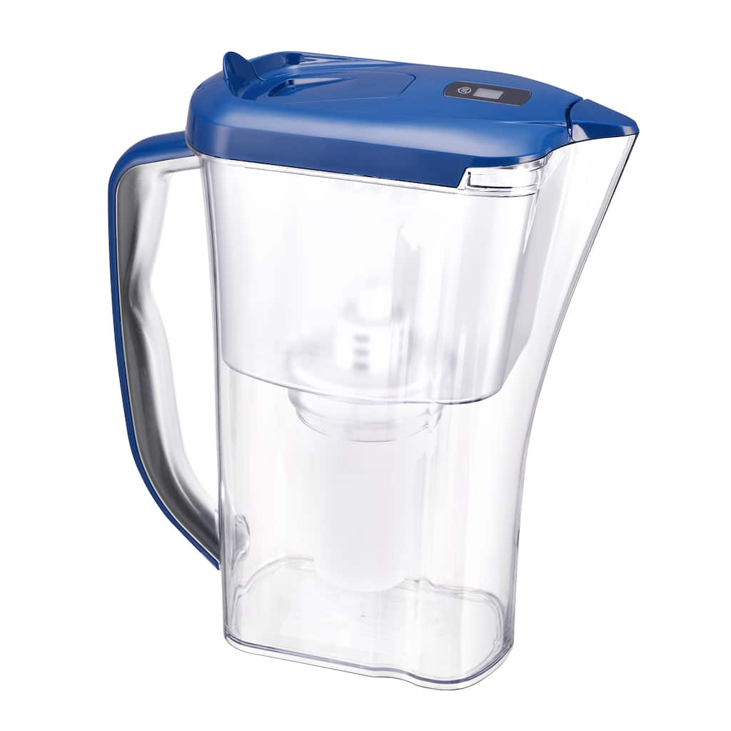Anmytek 10 Cup Large Water Filter Pitcher with 5 Stage Filtration BPA Free Blue Transparent for Home Office