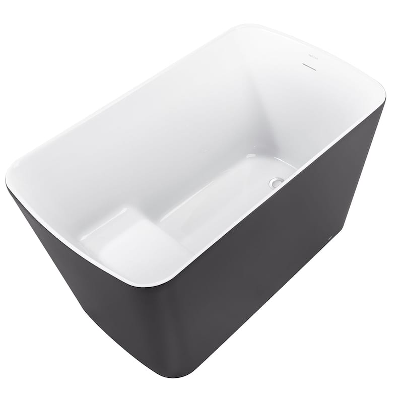 47 in. Glossy Acrylic Flatbottom Freestanding Non-Whirlpool Soaking Bathtub in White With Seat
