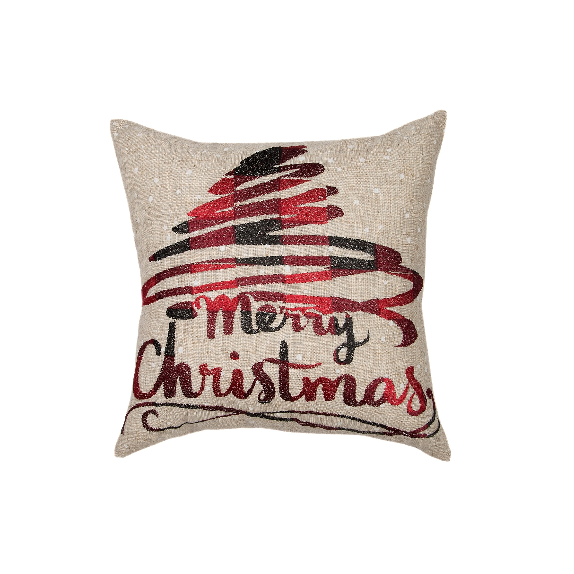 Merry Christmas Embroidered Christmas Pillow, 14 by 14-Inch