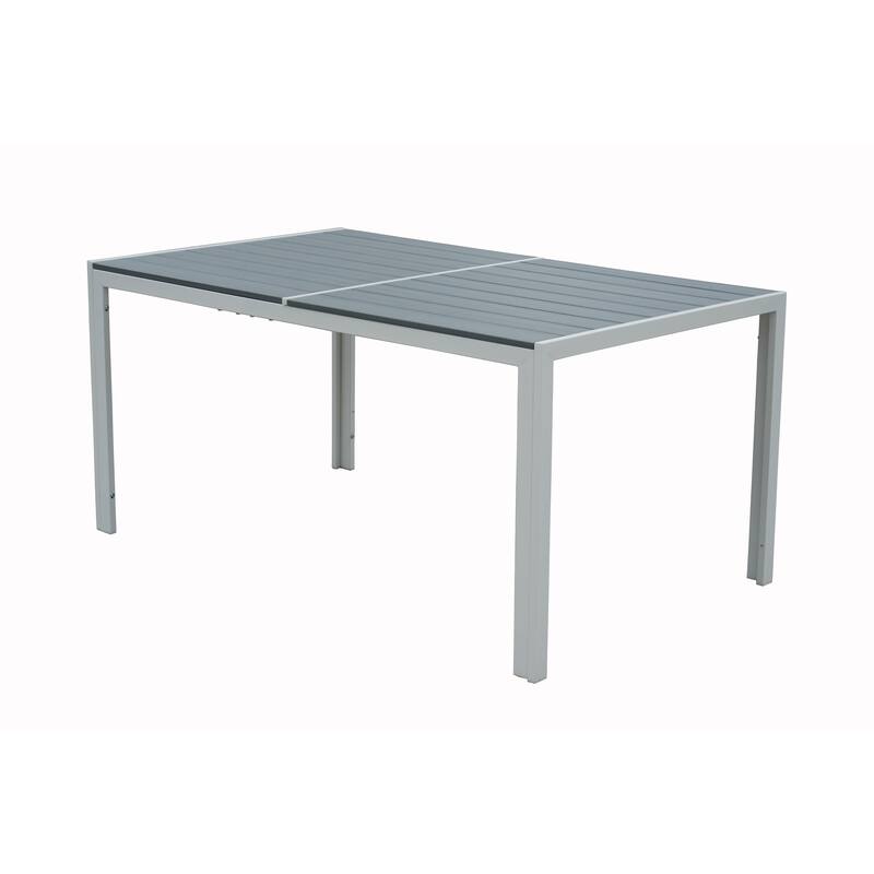 Kozyard Coolmen Outdoor Patio Dining Table with Powder-Coated Frame and Wood Like Laminate Table Top