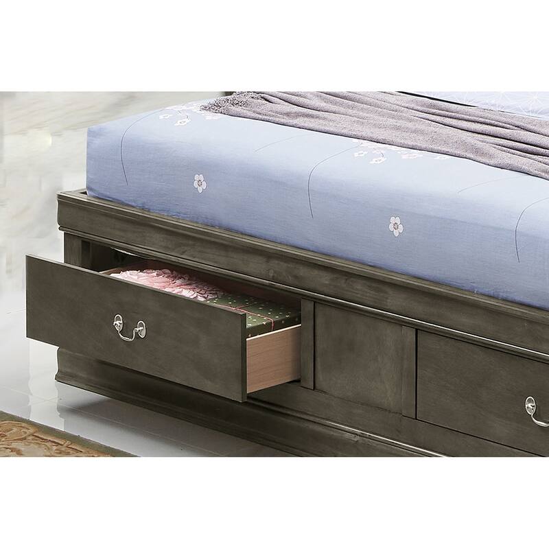 King Platform Bed with Storage Drawers - 87" - Gray